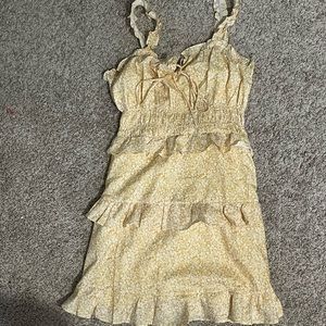 dainty yellow flower dress with ruffles